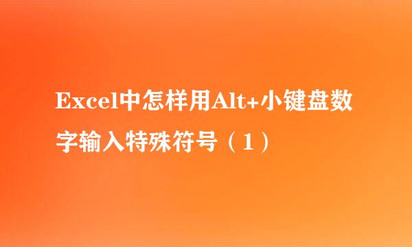 Excel中怎样用Alt+小键盘数字输入特殊符号（1）