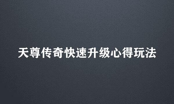 天尊传奇快速升级心得玩法