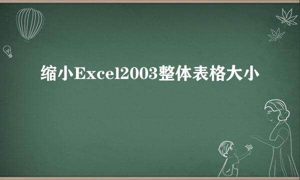 缩小Excel2003整体表格大小