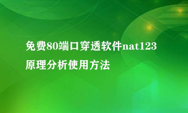 免费80端口穿透软件nat123原理分析使用方法