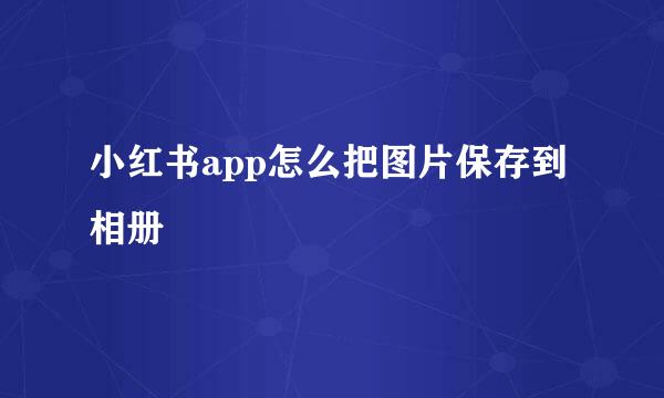 小红书app怎么把图片保存到相册
