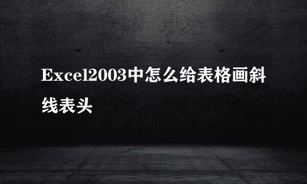 Excel2003中怎么给表格画斜线表头