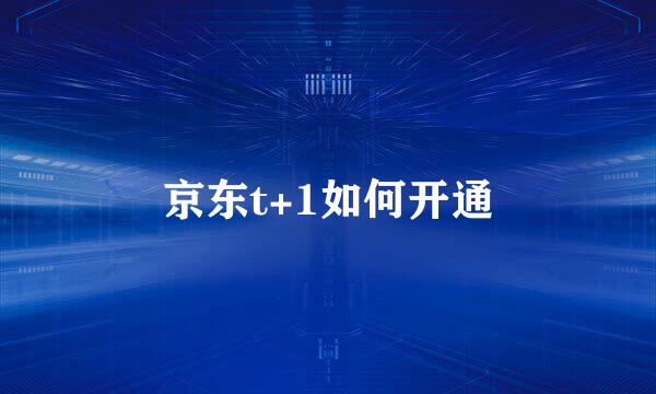 京东t+1如何开通