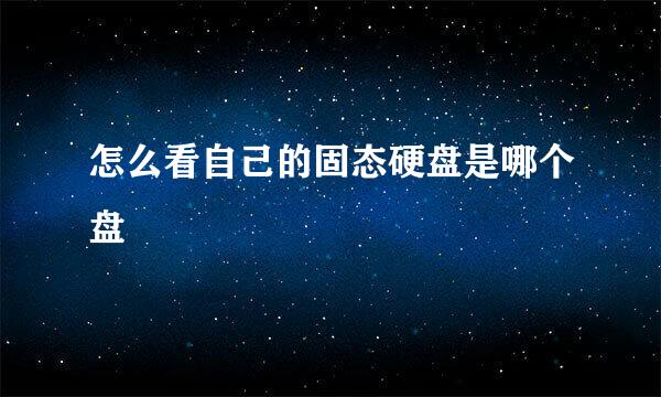 怎么看自己的固态硬盘是哪个盘