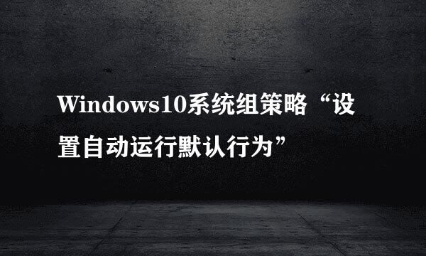 Windows10系统组策略“设置自动运行默认行为”