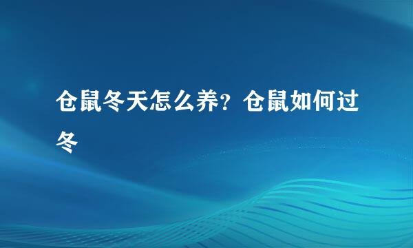 仓鼠冬天怎么养?仓鼠如何过冬