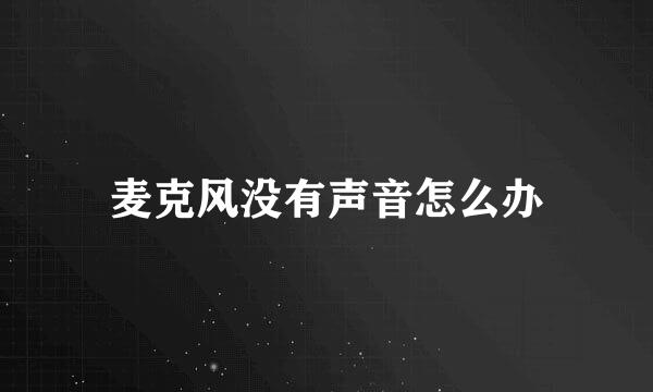 麦克风没有声音怎么办