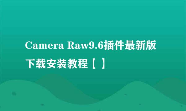 Camera Raw9.6插件最新版下载安装教程【】