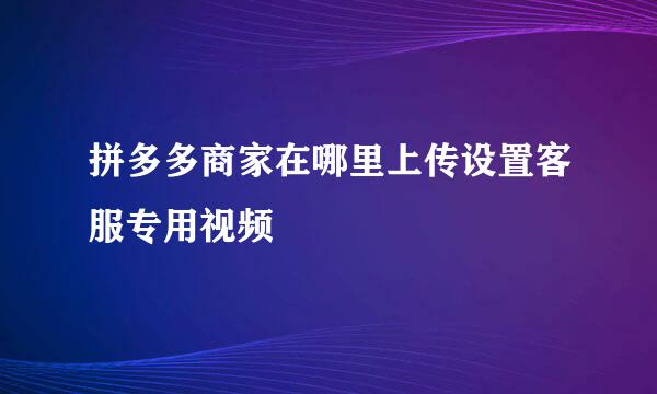拼多多商家在哪里上传设置客服专用视频