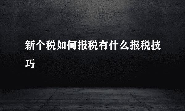 新个税如何报税有什么报税技巧