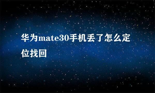 华为mate30手机丢了怎么定位找回