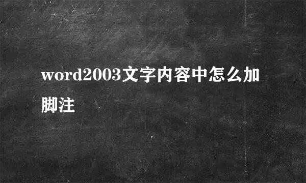 word2003文字内容中怎么加脚注