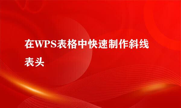在WPS表格中快速制作斜线表头