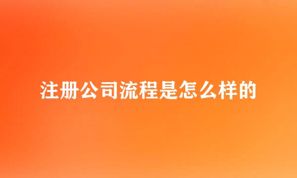 注册公司流程是怎么样的