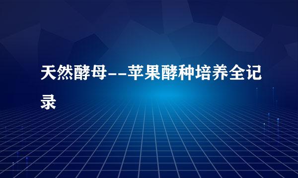 天然酵母--苹果酵种培养全记录