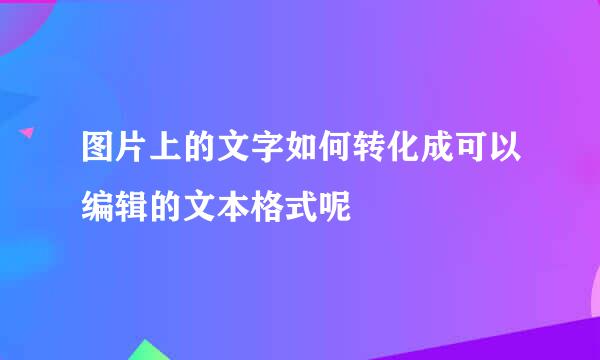 图片上的文字如何转化成可以编辑的文本格式呢