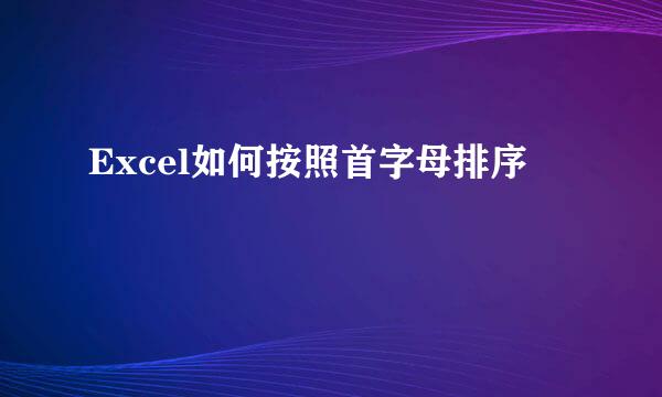 Excel如何按照首字母排序