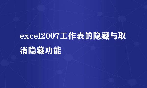 excel2007工作表的隐藏与取消隐藏功能