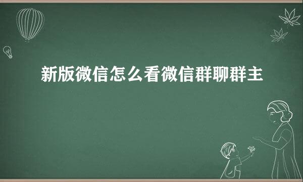 新版微信怎么看微信群聊群主