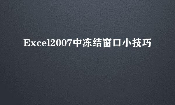 Excel2007中冻结窗口小技巧