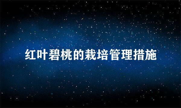 红叶碧桃的栽培管理措施