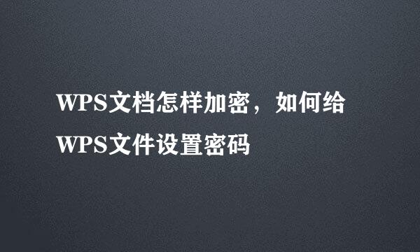WPS文档怎样加密，如何给WPS文件设置密码
