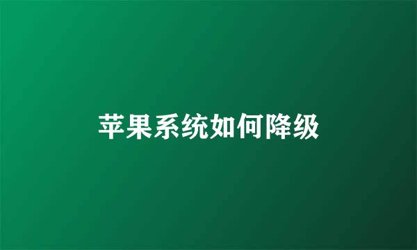 苹果系统如何降级