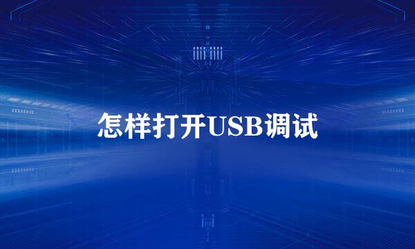 怎样打开USB调试