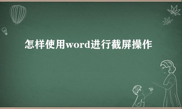 怎样使用word进行截屏操作