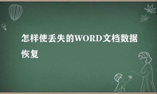 怎样使丢失的WORD文档数据恢复