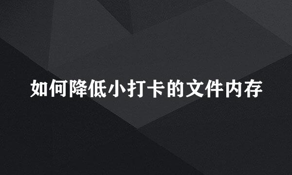 如何降低小打卡的文件内存