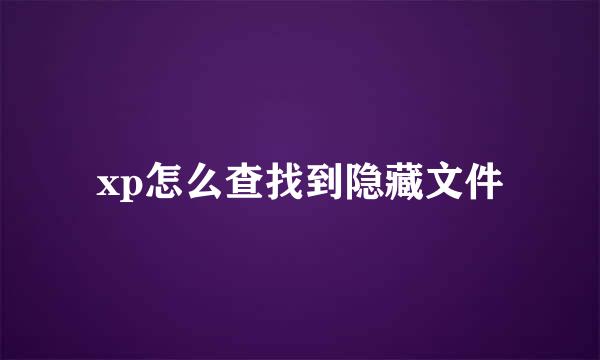 xp怎么查找到隐藏文件