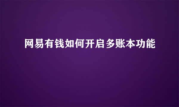 网易有钱如何开启多账本功能