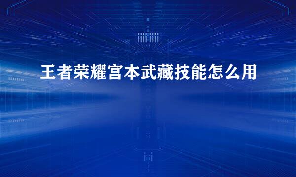 王者荣耀宫本武藏技能怎么用