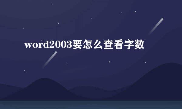 word2003要怎么查看字数