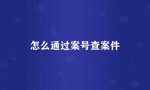 怎么通过案号查案件