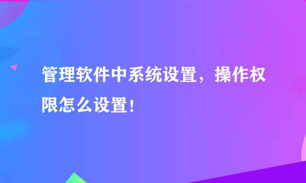 管理软件中系统设置，操作权限怎么设置！