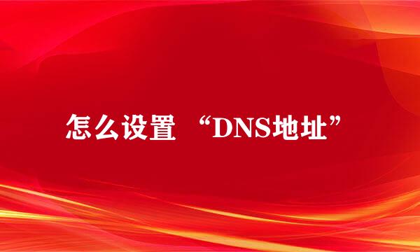 怎么设置 “DNS地址”