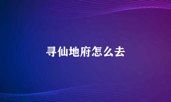 寻仙地府怎么去