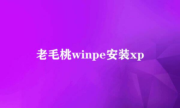 老毛桃winpe安装xp