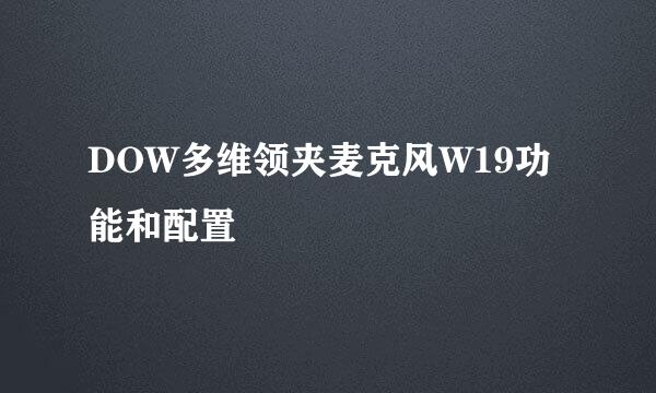 DOW多维领夹麦克风W19功能和配置
