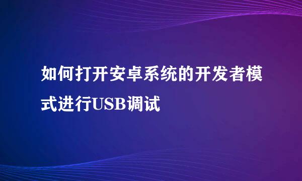 如何打开安卓系统的开发者模式进行USB调试