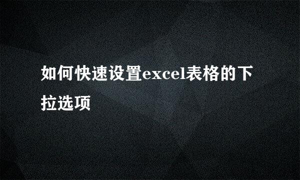 如何快速设置excel表格的下拉选项