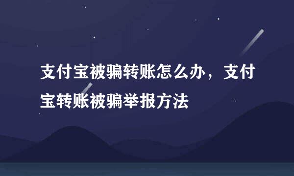 支付宝被骗转账怎么办，支付宝转账被骗举报方法