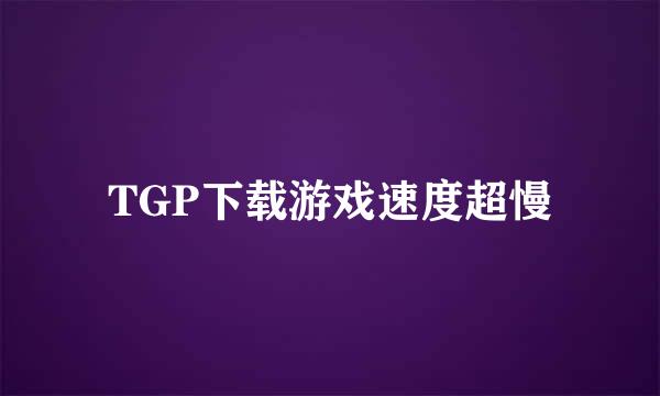TGP下载游戏速度超慢