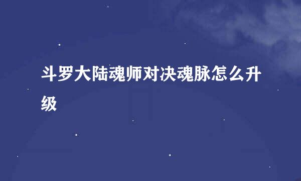 斗罗大陆魂师对决魂脉怎么升级