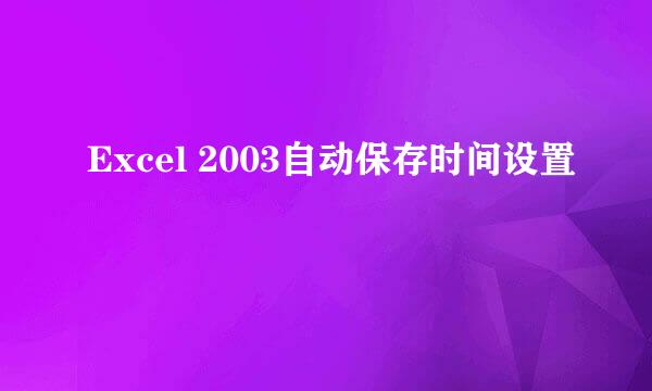 Excel 2003自动保存时间设置