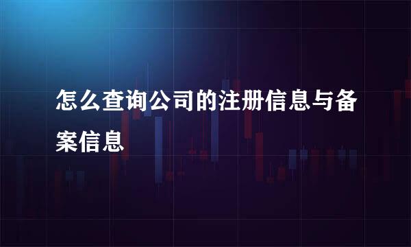 怎么查询公司的注册信息与备案信息