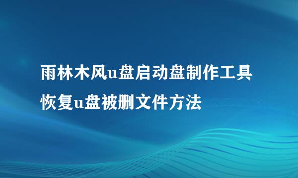 雨林木风u盘启动盘制作工具恢复u盘被删文件方法