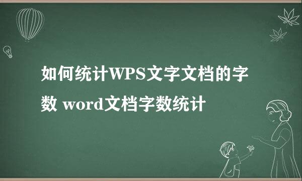 如何统计WPS文字文档的字数 word文档字数统计